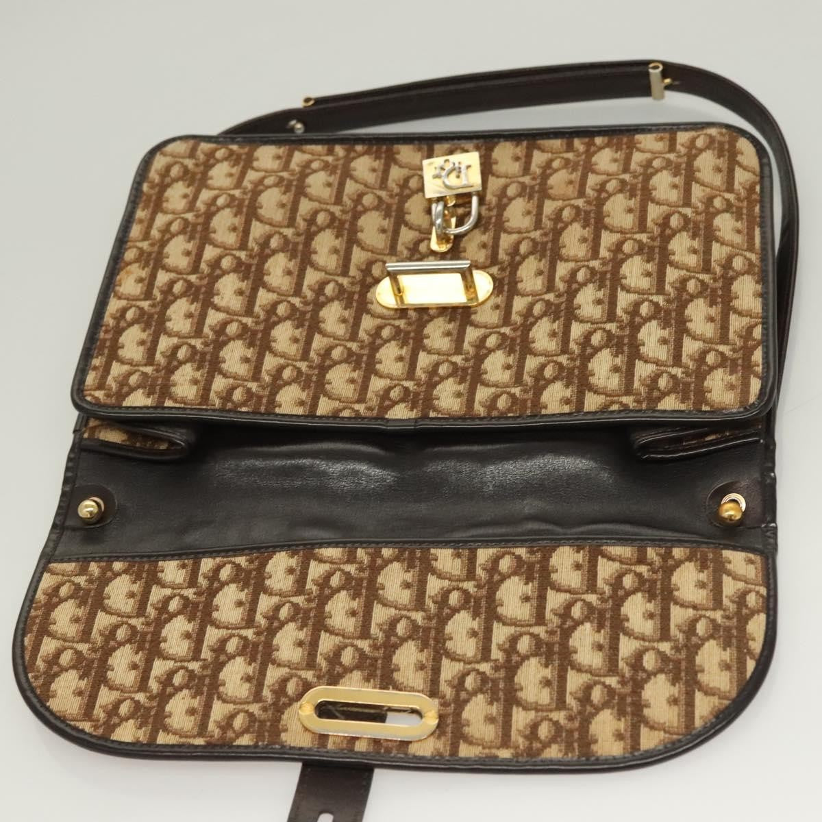 Christian Dior Vintage Trotter Shoulder Bag Canvas, BROWN, CANVAS, Shoulder bag