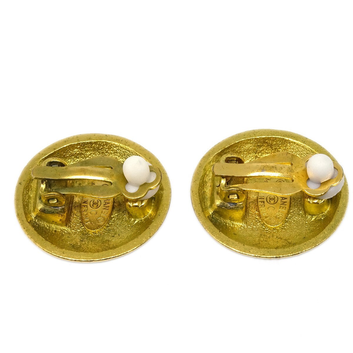 Chanel Vintage CC Round Clip-On Earrings Metal, GOLD, GOLD_PLATED, Earrings
