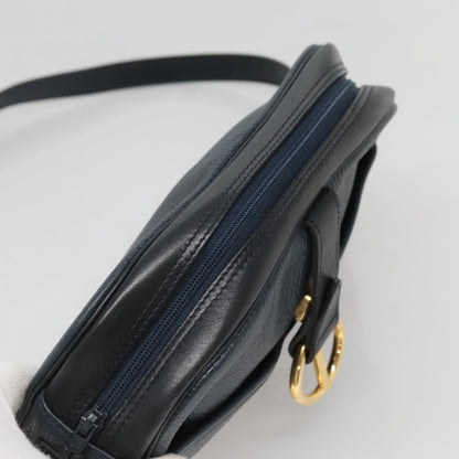 Christian Dior Vintage Flap Crossbody Bag Leather, NAVY, LEATHER, Shoulder bag