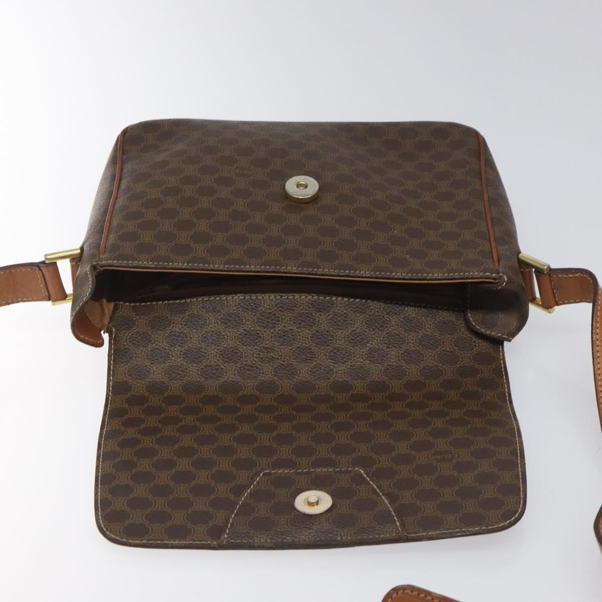 Celine Vintage Macadam Shoulder Bag Canvas, BROWN, CANVAS, Shoulder bag