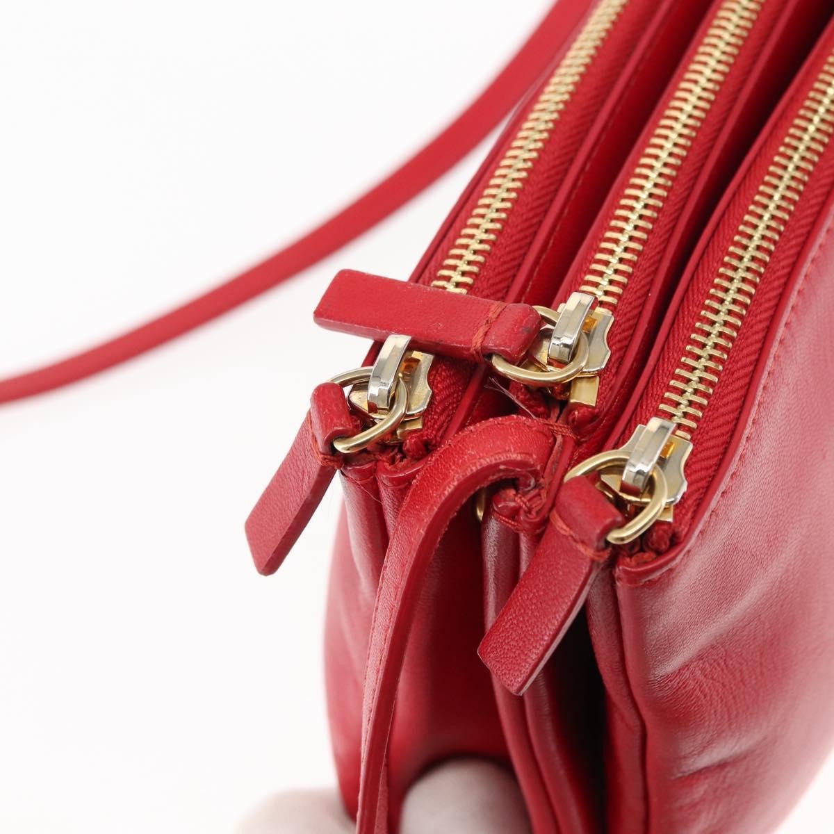 Celine Trio Crossbody Bag Leather, RED, LEATHER, Crossbody bag