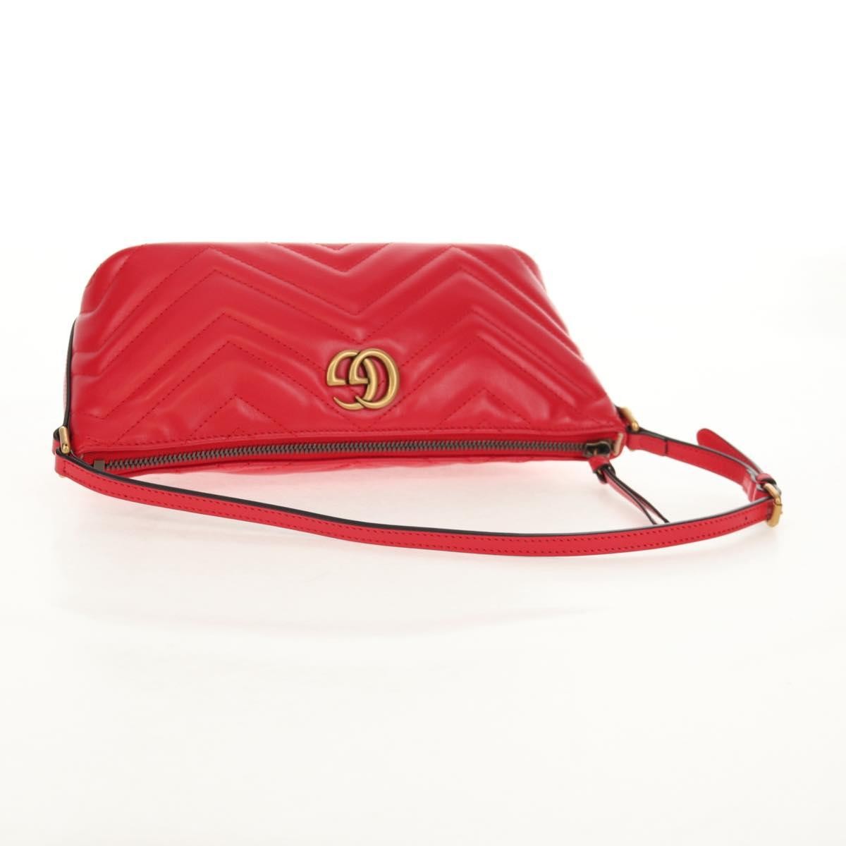 Gucci GG Marmont Pochette Shoulder Bag Matelasse Leather, RED, LEATHER, Clutche & pouche