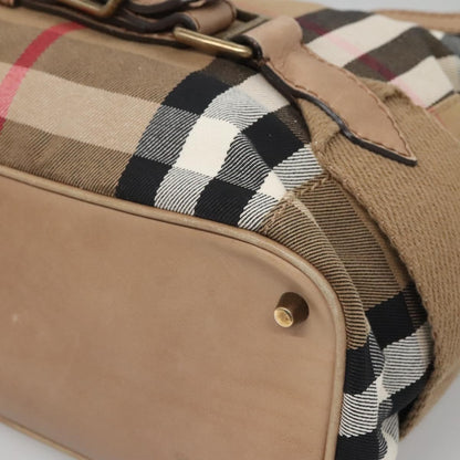 Burberry Parsons Hobo House Check Canvas and Leather, BEIGE, CANVAS, Shoulder bag