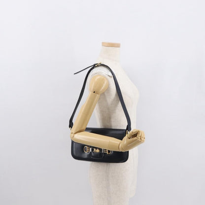 Celine Vintage Carriage Flap Bag Leather, NAVY, LEATHER, Shoulder bag