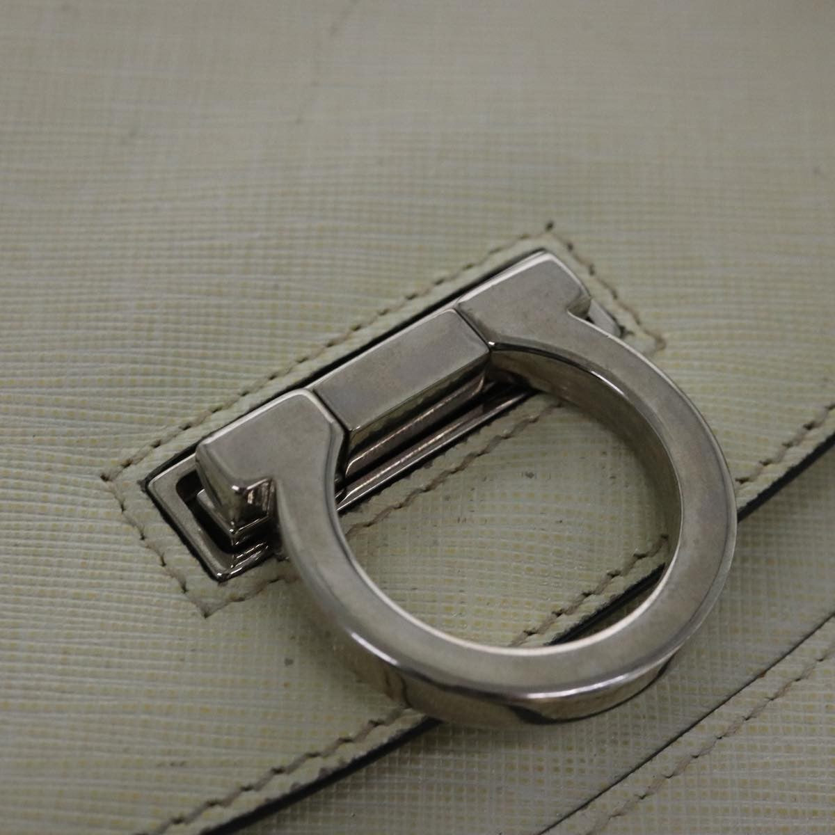 Salvatore Ferragamo Gancini handbag Leather, WHITE, LEATHER, Shoulder bag