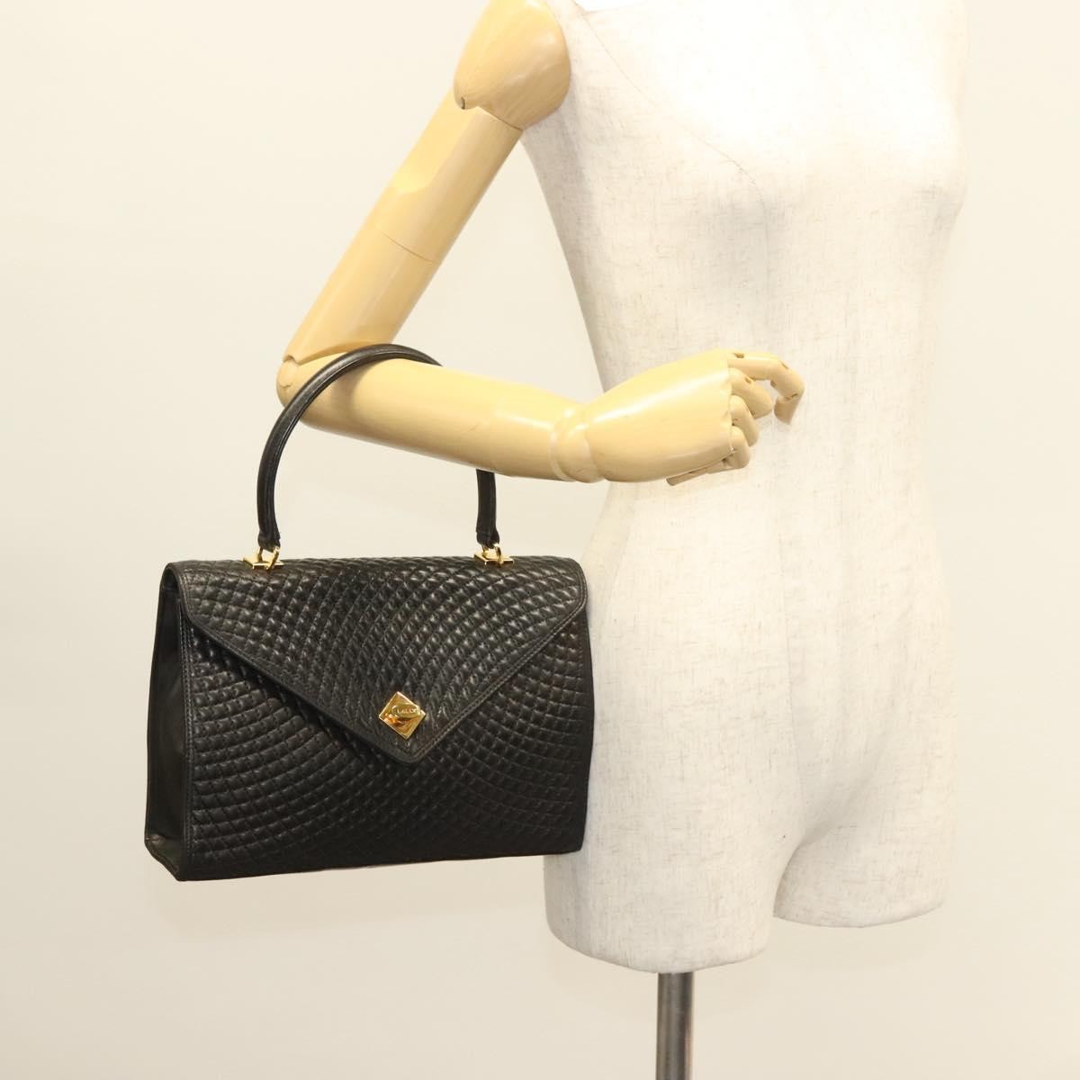 Bally Vintage Handbag Quilted Leather, BLACK, LEATHER, Handbag