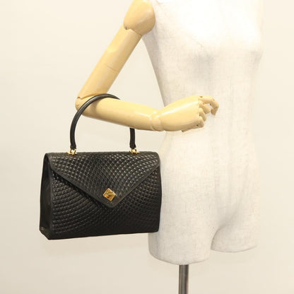 Bally Vintage Handbag Quilted Leather, BLACK, LEATHER, Handbag