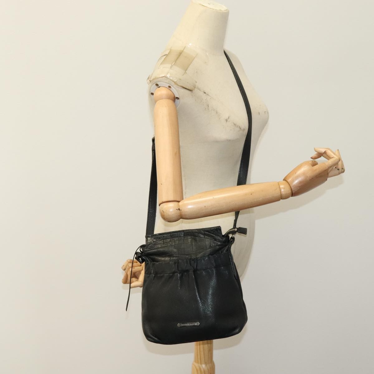 Burberry Vintage Crossbody Bag Leather, BLACK, LEATHER, Shoulder bag