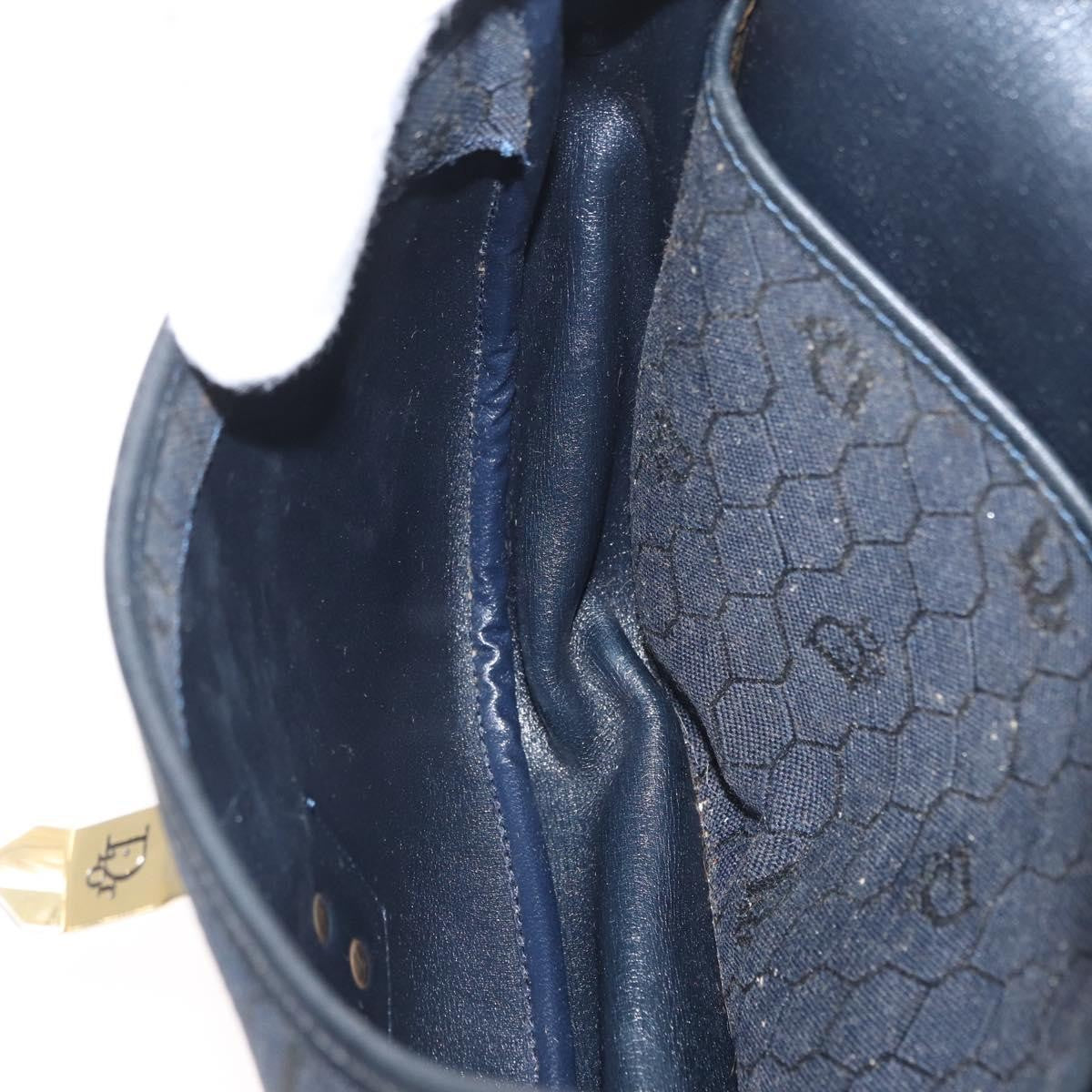 Christian Dior Vintage Honeycomb Flap Crossbody Bag Canvas and Leather, BLACK, CANVAS, Shoulder bag