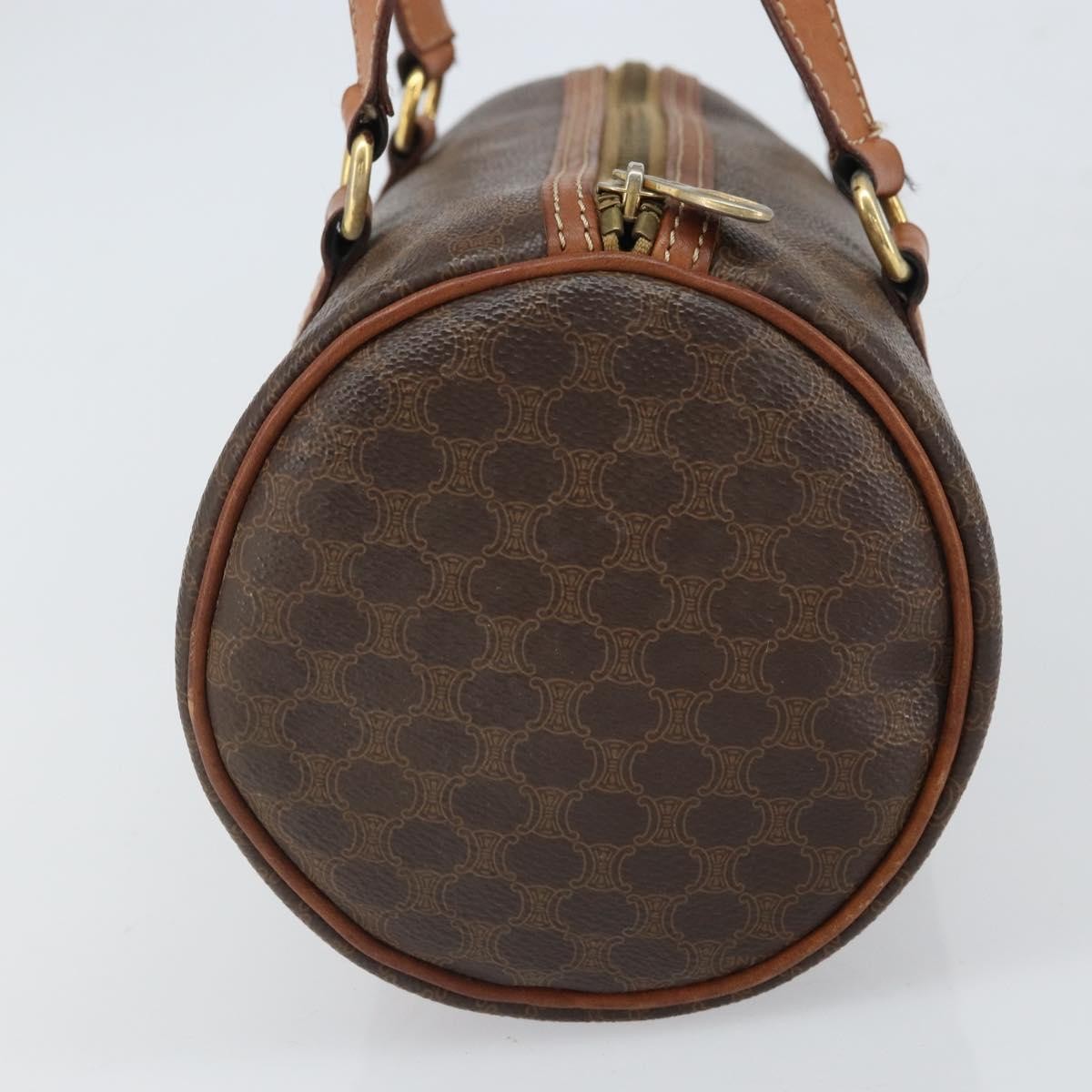 Celine Vintage Macadam Handbag Canvas and Leather, BROWN, CANVAS, Handbag