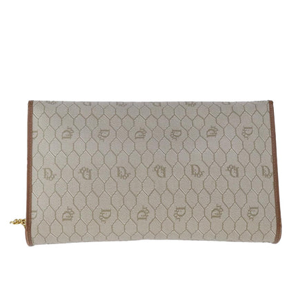 Christian Dior Vintage Honeycomb chain Canvas, BEIGE, CANVAS, Shoulder bag