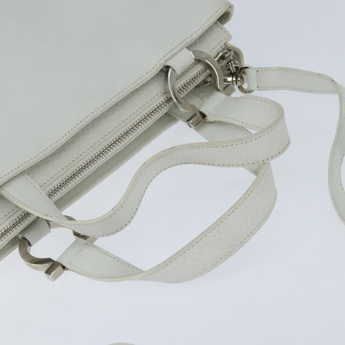 Salvatore Ferragamo Gancini handbag Leather, WHITE, LEATHER, Handbag