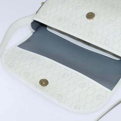 Christian Dior Vintage Honeycomb Flap Crossbody Bag Canvas and Leather, WHITE, CANVAS, Shoulder bag