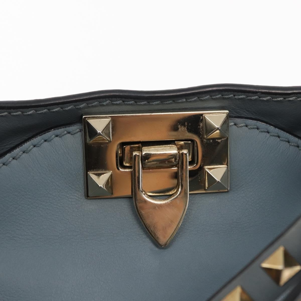Valentino Garavani Rockstud Tote Soft Leather, BLUE, LEATHER, Tote bag