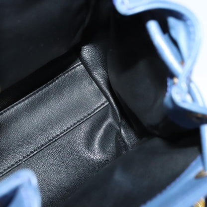 Christian Dior Vintage Flap Backpack Leather, BLUE, LEATHER, Backpack