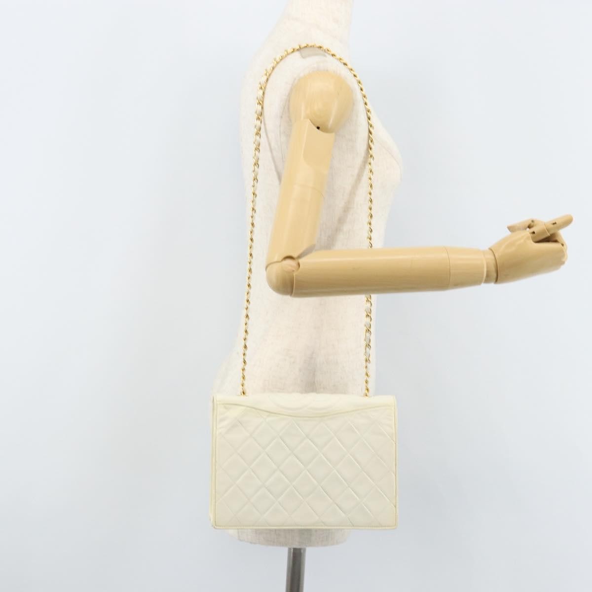 Chanel Vintage CC Full Flap Bag Quilted Lambskin, White, Leather, Shoulder Bag