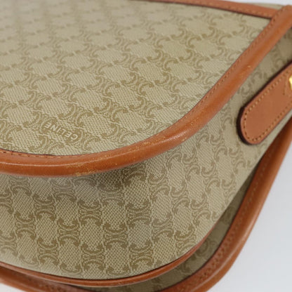 Celine Vintage Macadam Shoulder Bag Canvas and Leather, BEIGE, CANVAS, Shoulder bag