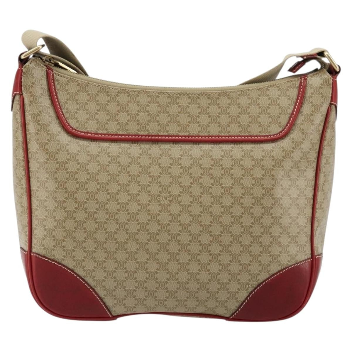 Celine Macadam Shoulder Bag PVC Leather, Beige, Canvas, Shoulder Bag