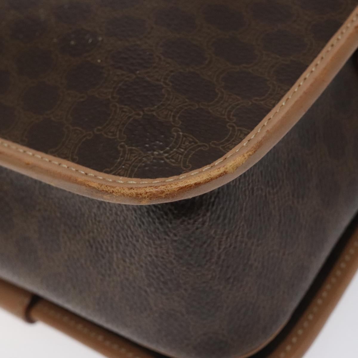 Celine Vintage Macadam Shoulder Bag Canvas and Leather, Brown, Canvas, Shoulder Bag