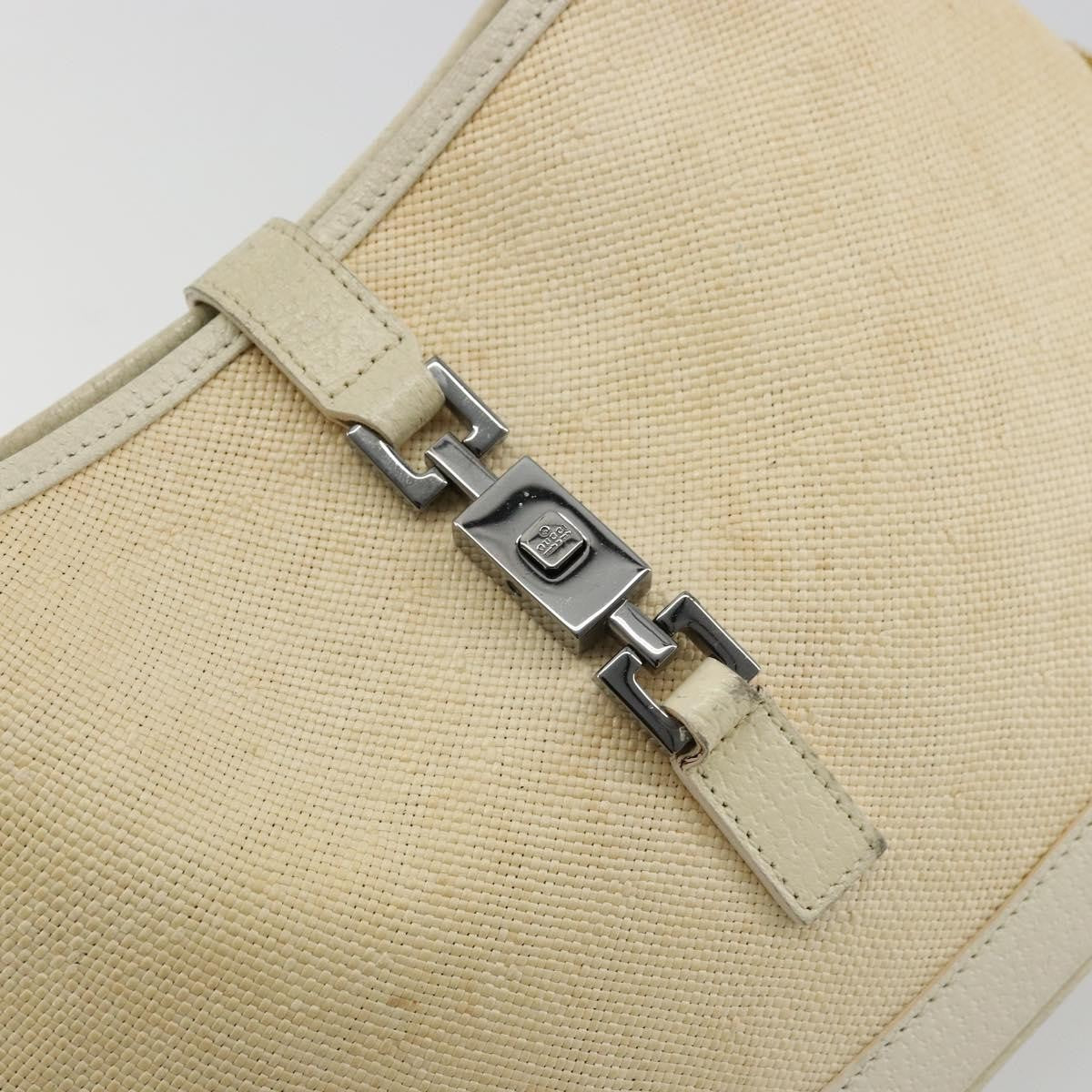 Gucci Vintage Jackie Shoulder Bag Canvas and Leather, Beige, Canvas, Handbag