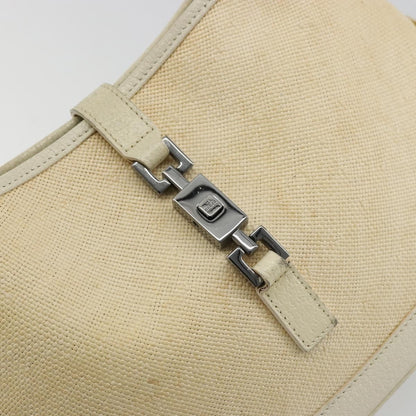 Gucci Vintage Jackie Shoulder Bag Canvas and Leather, Beige, Canvas, Handbag