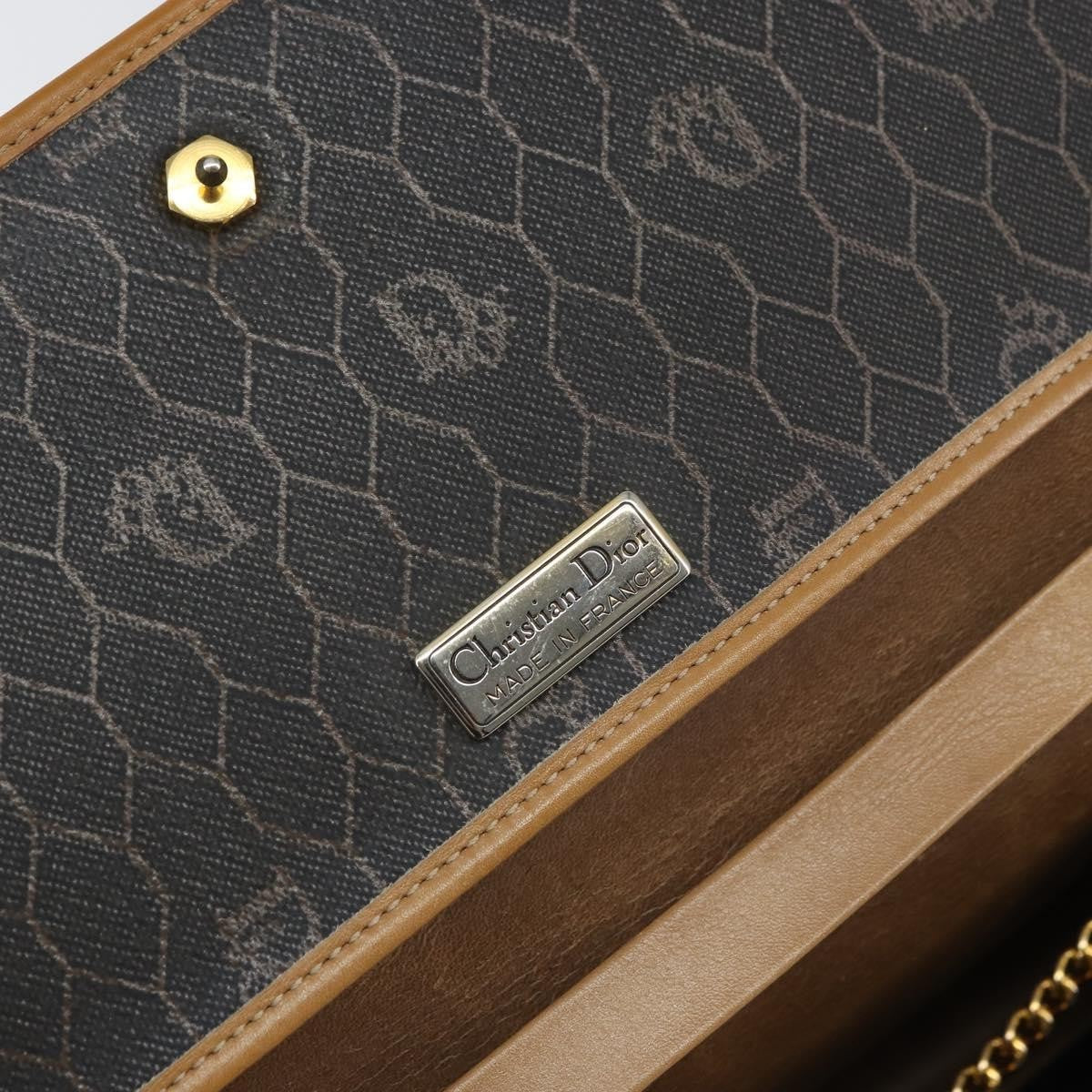 Christian Dior Vintage Honeycomb chain Canvas, BLACK, CANVAS, Shoulder bag