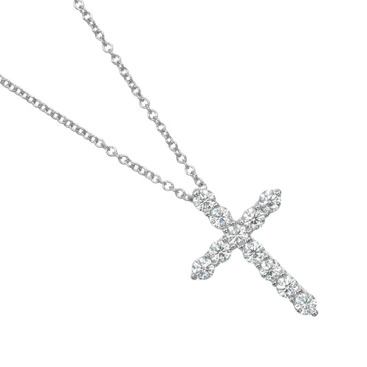 Tiffany & Co. Cross Pendant Platinum and Diamonds, SILVER, PLATINUM, Pendant & Charms