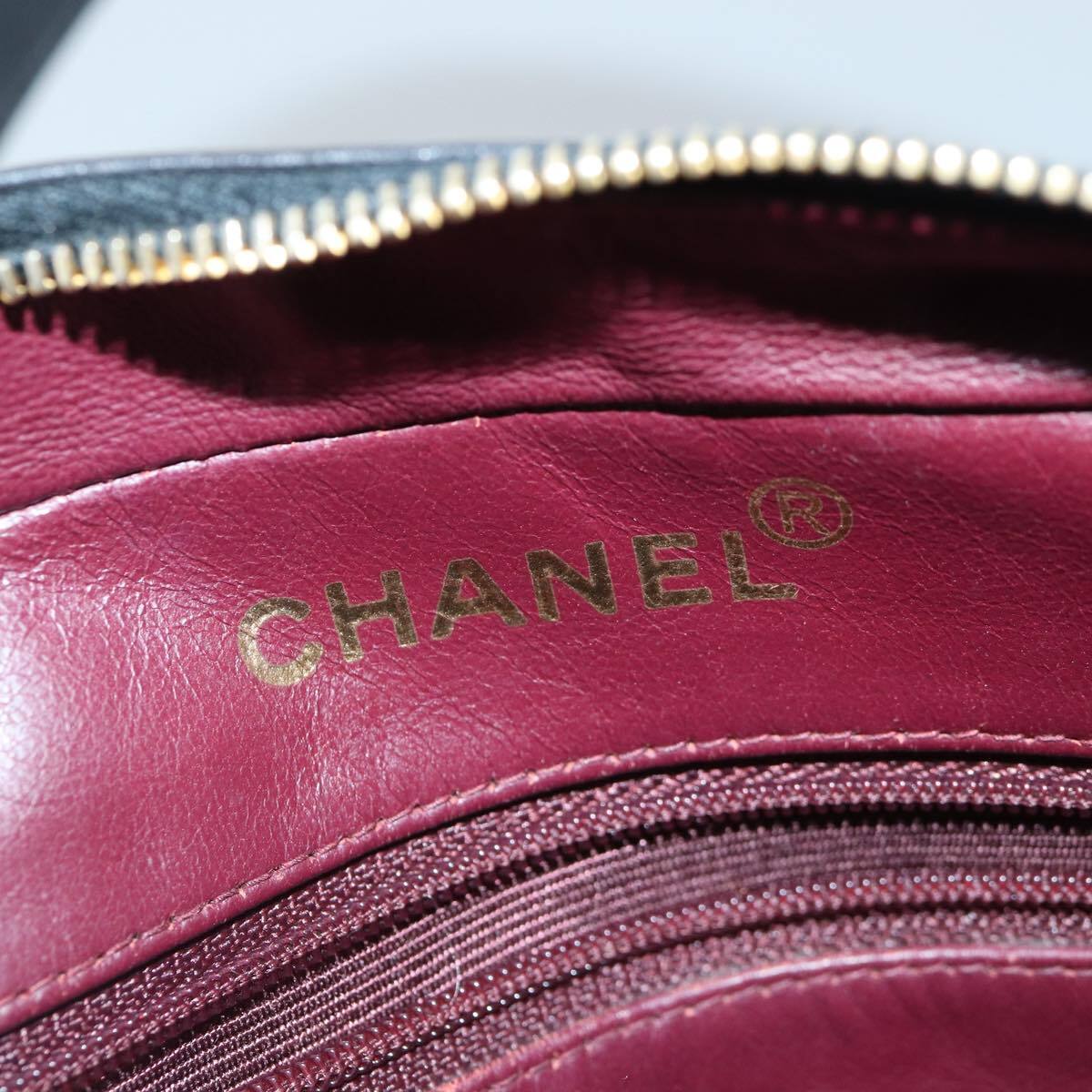 Chanel Coco Mark Black cakfskin, BLACK, LEATHER, Handbag