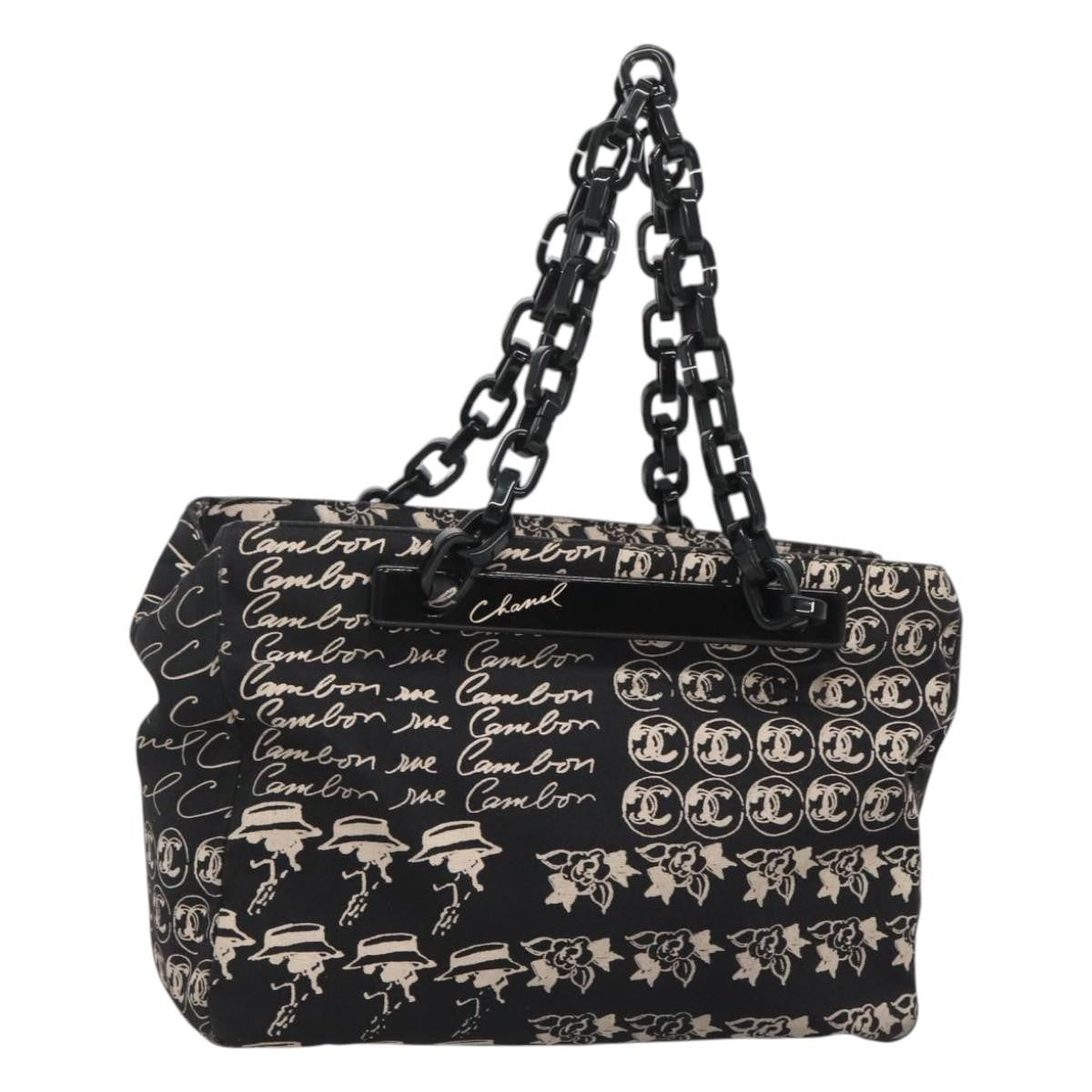 Chanel Resin Tote Printed Canvas, BLACK, CANVAS, Tote bag