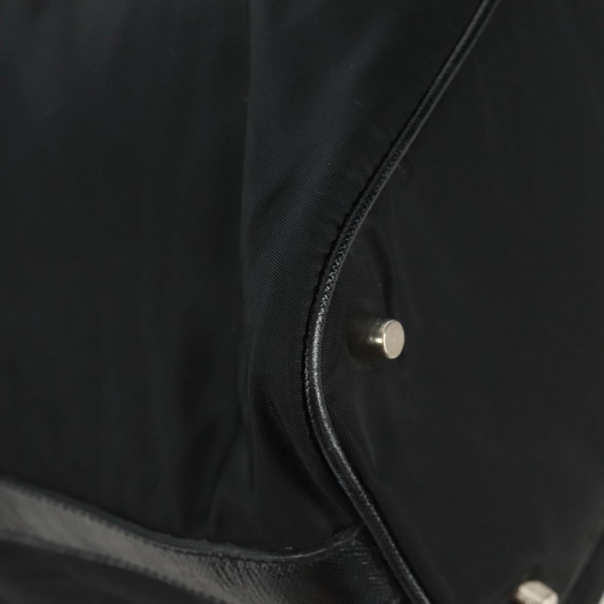Prada Double Pocket Drawstring Shoulder Bag Tessuto, Black, Nylon, Shoulder Bag