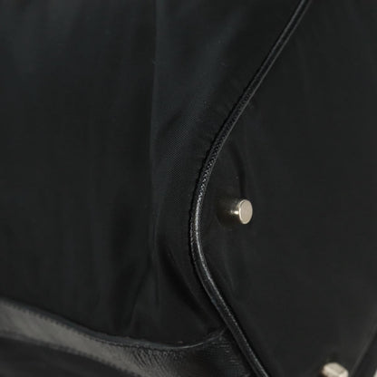 Prada Double Pocket Drawstring Shoulder Bag Tessuto, Black, Nylon, Shoulder Bag