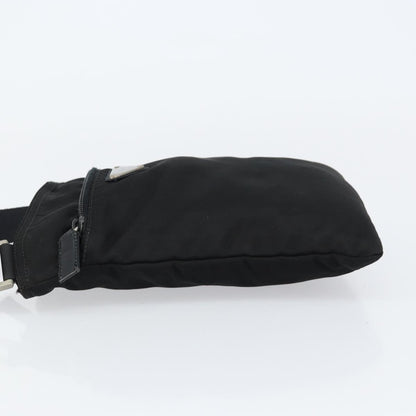 Prada Front Zip Convertible Flat Messenger Tessuto with Leather, BLACK, NYLON, Shoulder bag