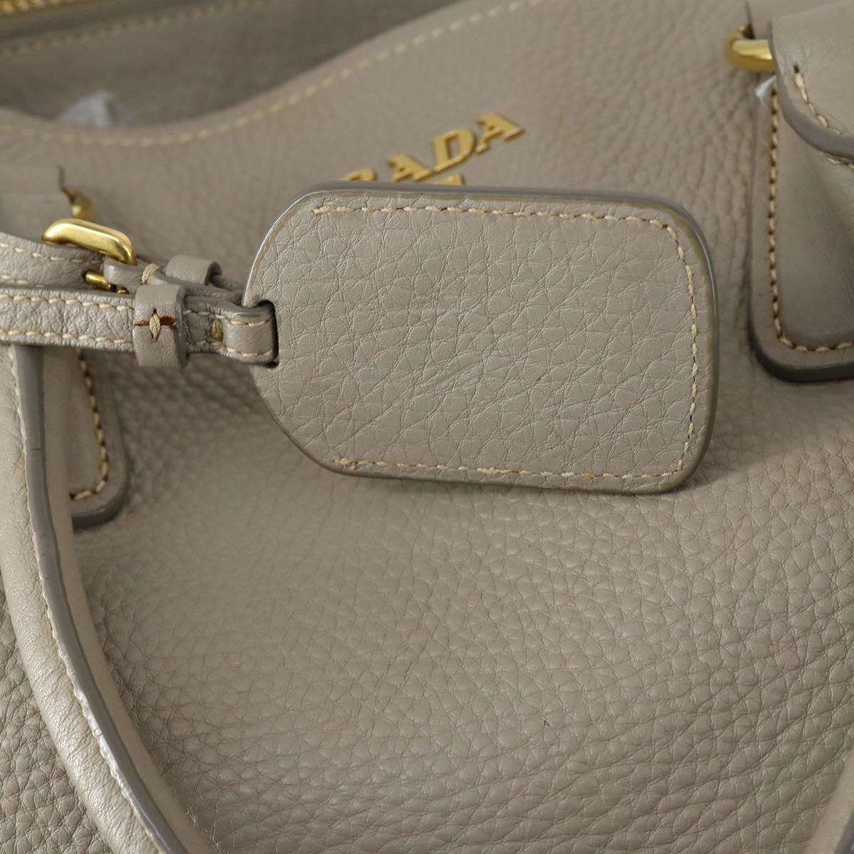 Prada Convertible Shopper Tote Vitello Daino, GRAY, LEATHER, Tote bag
