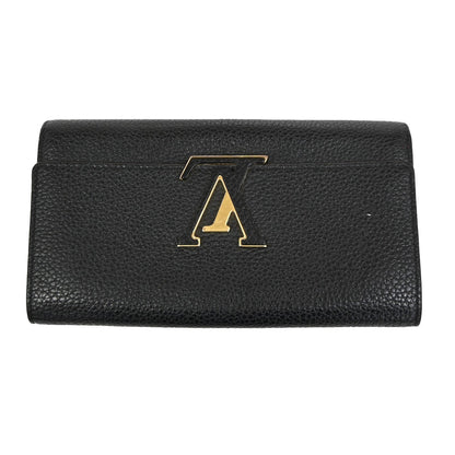 Louis Vuitton Capucines Long Wallet Leather, BLACK, LEATHER, Wallets