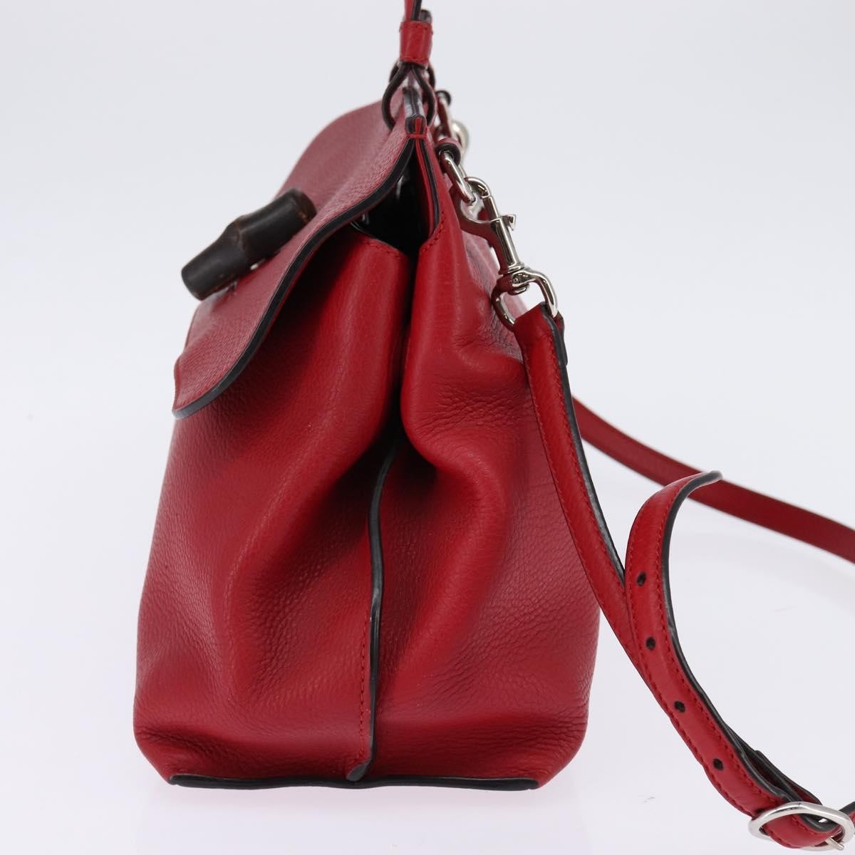 Gucci Bamboo Daily Top Handle Bag Leather, RED, LEATHER, Handbag