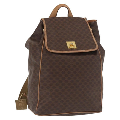 Celine Vintage Macadam Backpack Canvas and Leather, BROWN, CANVAS, Backpack