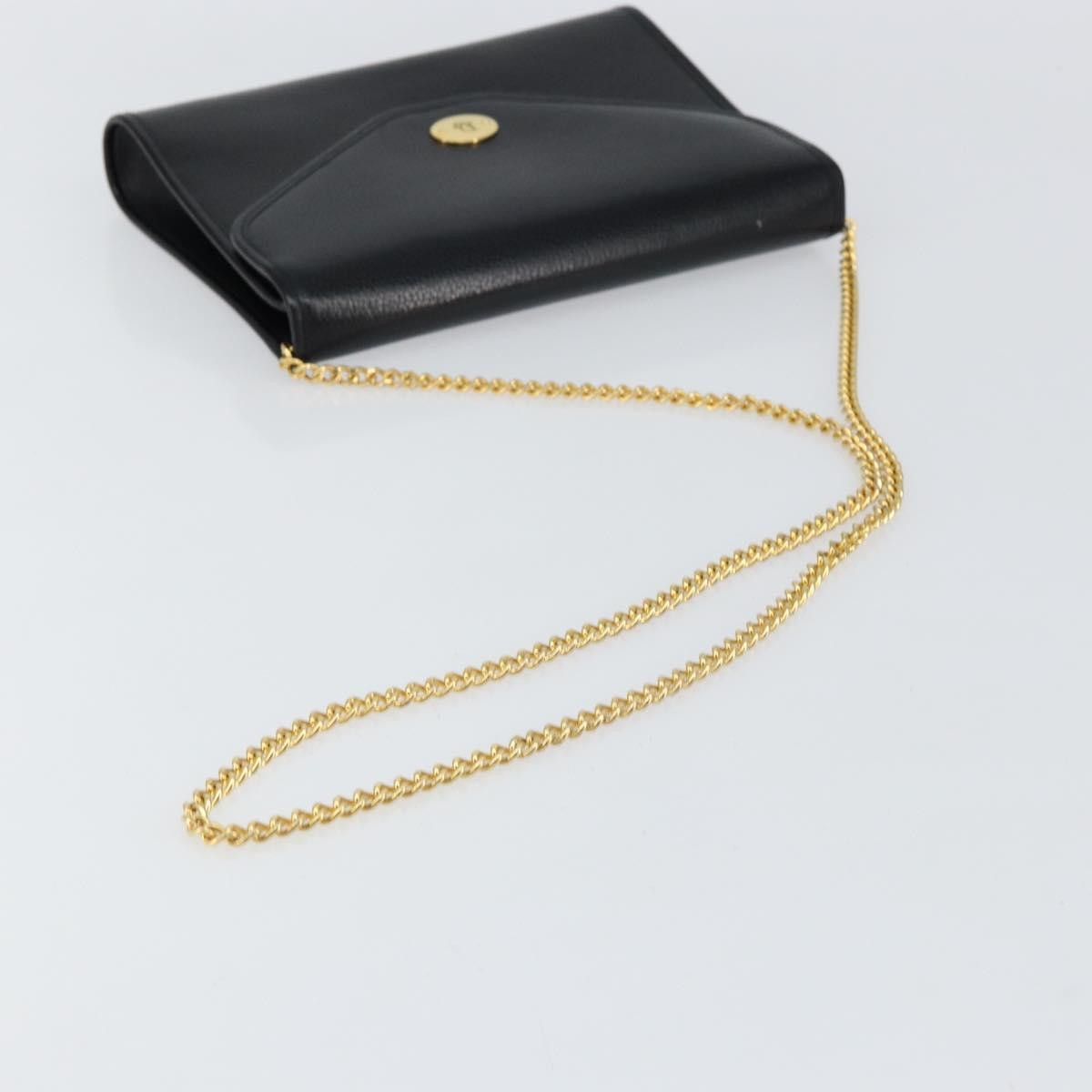 Christian Dior Vintage Chain Flap Shoulder Bag Leather, BLACK, LEATHER, Shoulder bag