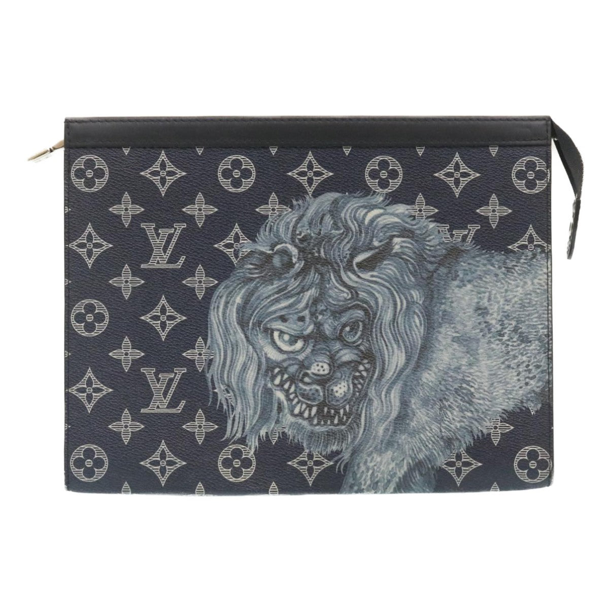 Louis Vuitton Pochette Voyage Limited Edition Chapman Savane Monogram Canvas, NAVY, CANVAS, Clutche & pouche