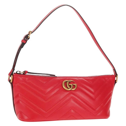 Gucci GG Marmont Pochette Shoulder Bag Matelasse Leather, RED, LEATHER, Clutche & pouche
