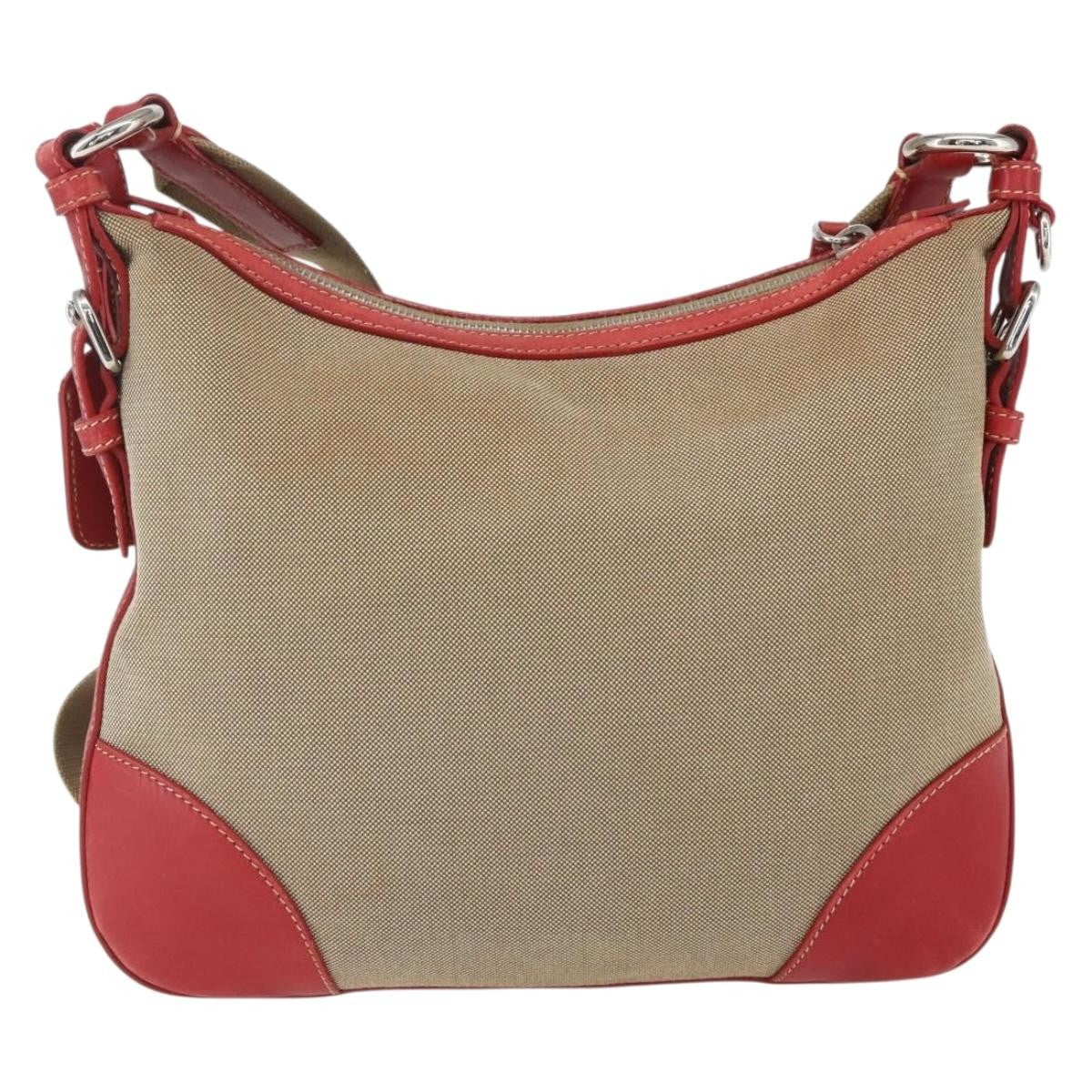 Prada Logo Zip Crossbody Bag Canvas, BEIGE, CANVAS, Shoulder bag