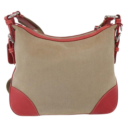 Prada Logo Zip Crossbody Bag Canvas, BEIGE, CANVAS, Shoulder bag