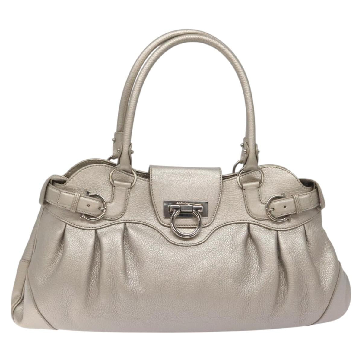 Salvatore Ferragamo Marisa Satchel Leather, SILVER, LEATHER, Shoulder bag