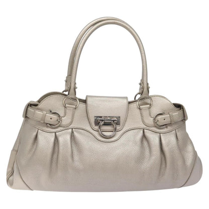 Salvatore Ferragamo Marisa Satchel Leather, SILVER, LEATHER, Shoulder bag