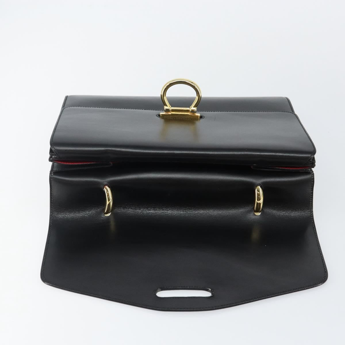Celine Vintage Top Handle Bag Glazed Leather, BLACK, LEATHER, Handbag