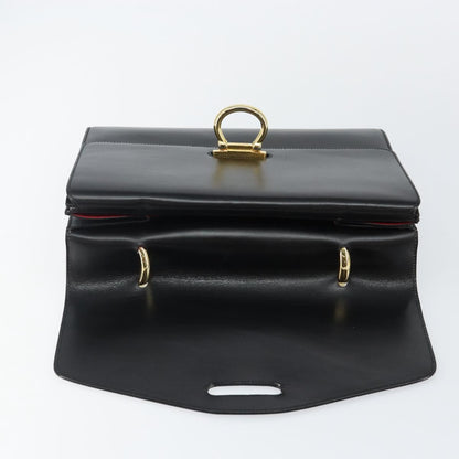 Celine Vintage Top Handle Bag Glazed Leather, BLACK, LEATHER, Handbag