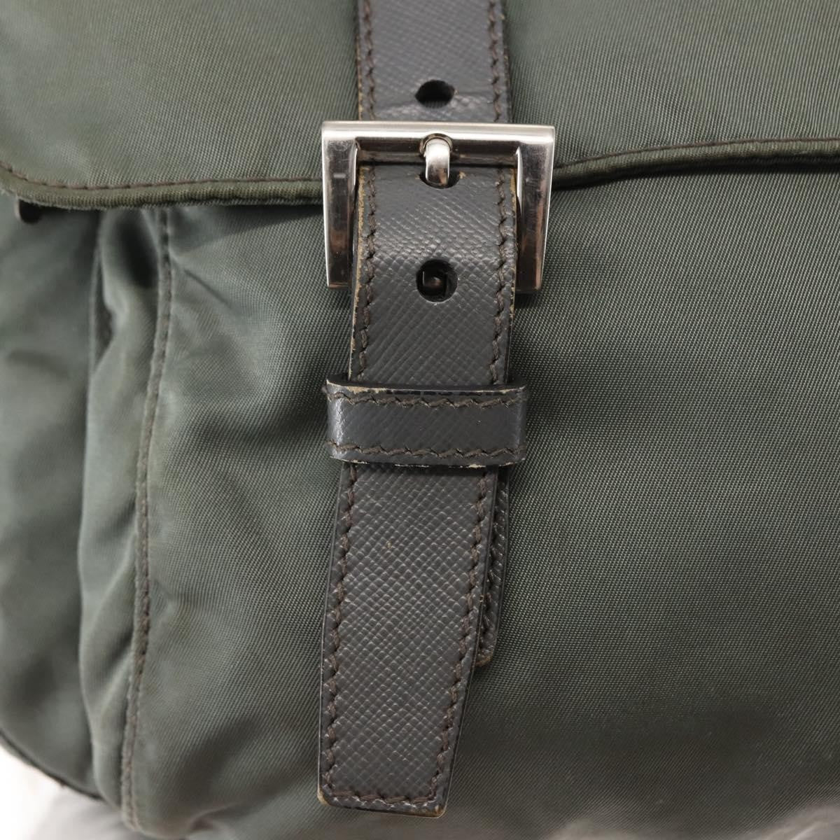 Prada Double Buckle Flap Messenger Bag Tessuto, KHAKI, NYLON, Shoulder bag