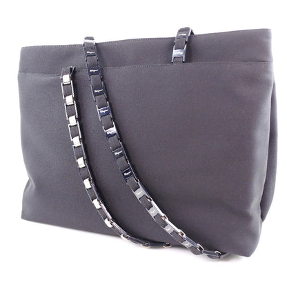 Salvatore Ferragamo Vala Shoulder Bag Canvas, BLACK, CANVAS, Shoulder bag