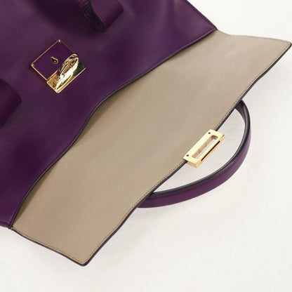 Salvatore Ferragamo Gancini Lock Flap Tote Leather, PURPLE, LEATHER, Handbag