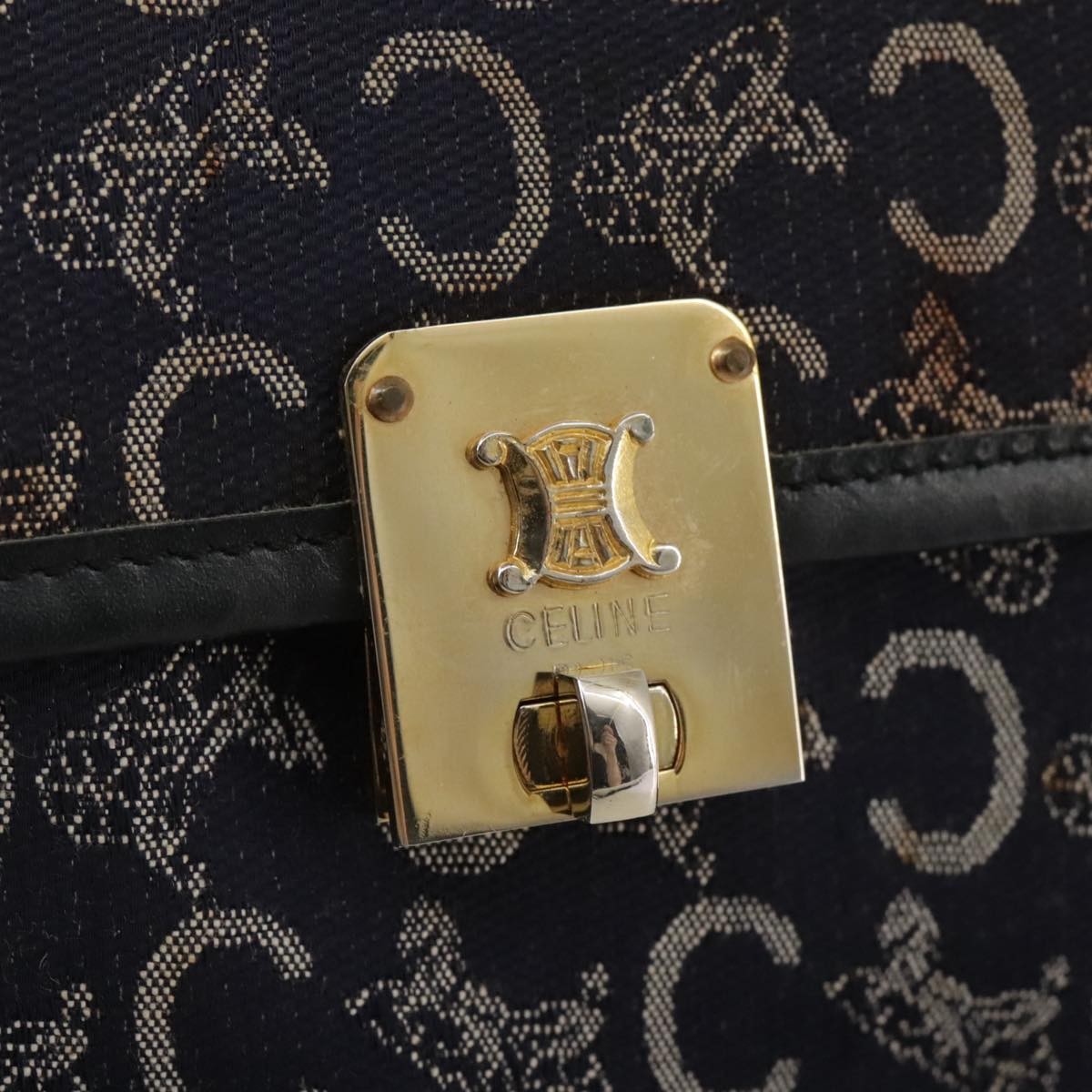 Celine C Sulky Handbag Canvas, NAVY, CANVAS, Handbag