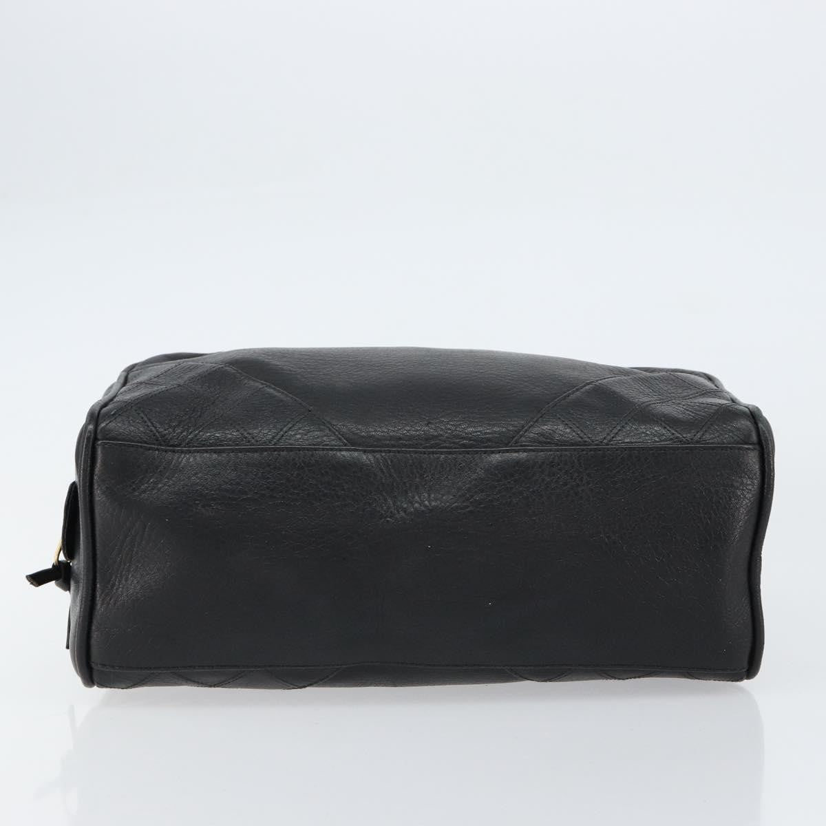 Chanel Vintage Toiletry Pouch Leather, Black, Leather, Clutch